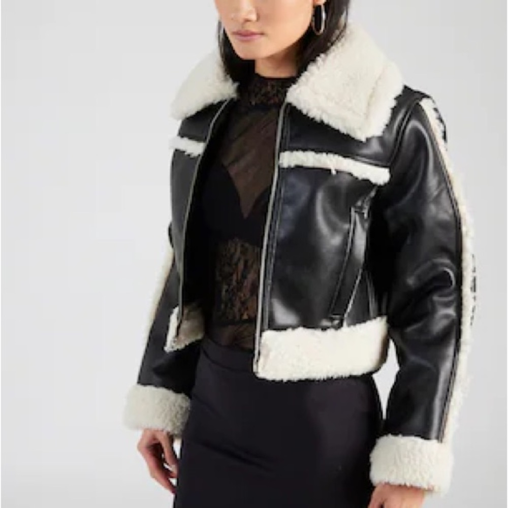 Women's Black and White Shearling Jacket